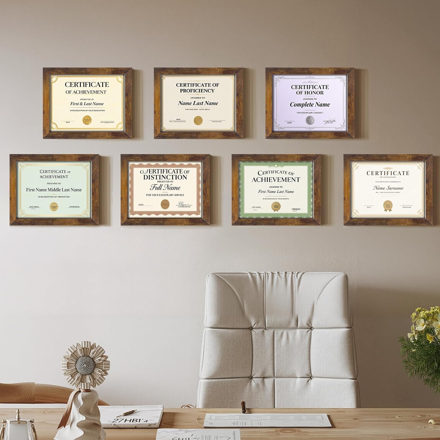 Certifications wall at Dr. Smita S. Gokhale